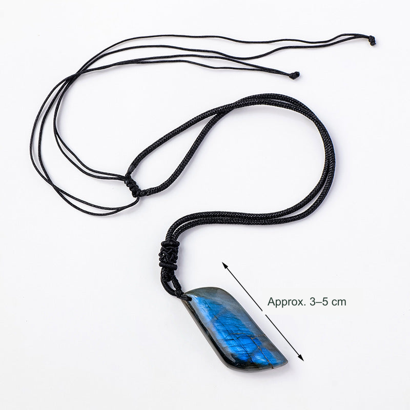 Leaf-shaped pendant with knotted black cord; original physical photo with English approximate3–5cm size label.