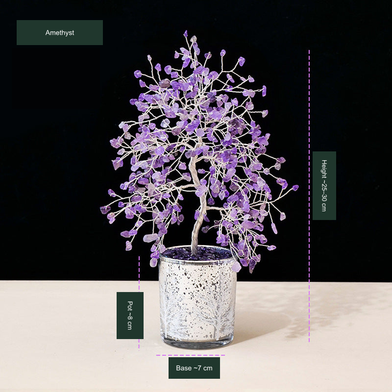 Metallic-finish tree SKU source5, English material and dimensions