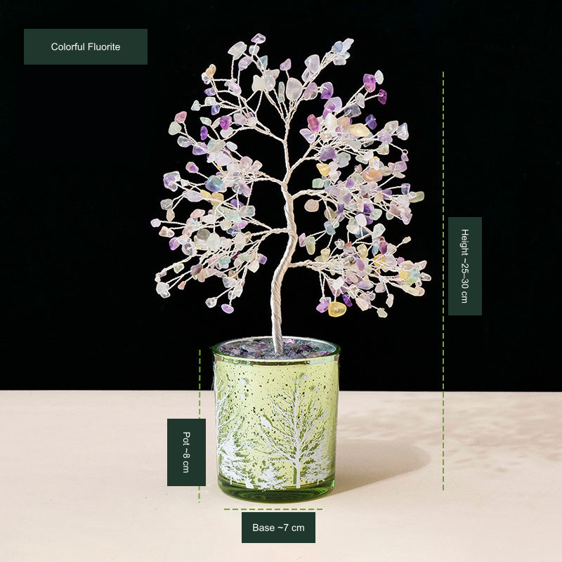 Metallic-finish tree SKU source7, English material and dimensions