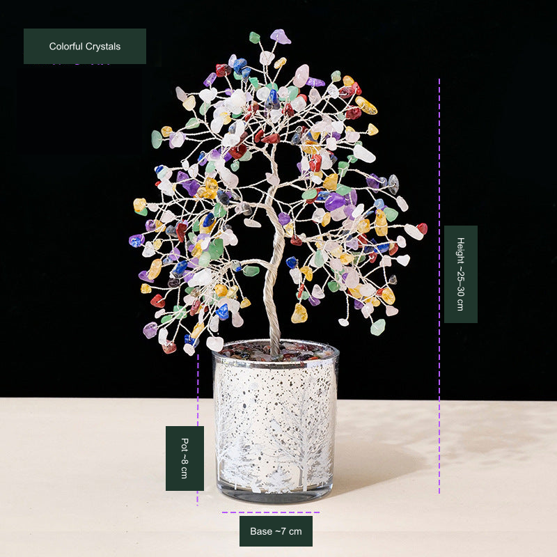 Metallic-finish tree SKU source8, English material and dimensions
