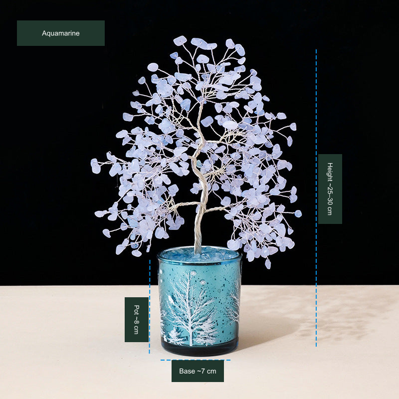 Metallic-finish tree SKU source9, English material and dimensions