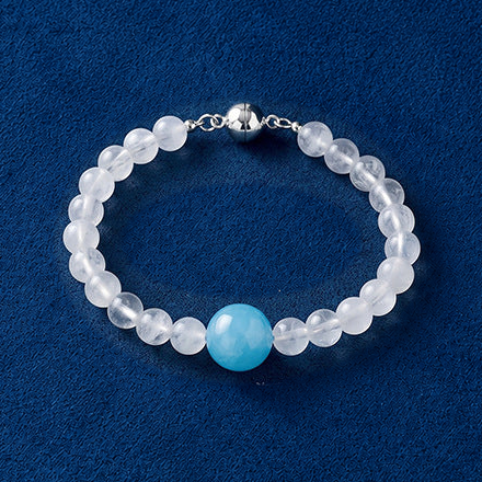 Milky quartz and aquamarine magnetic clasp bracelet extracted from original supplier set photograph