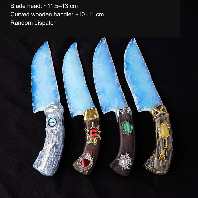 Original photographed collectible option 17 — equivalent English caption: Blade head: ~11.5–13 cm; Curved wooden handle: ~10–11 cm; Random dispatch