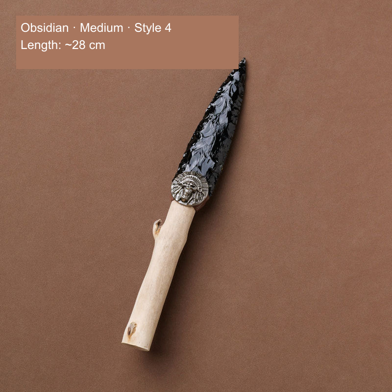 Original photographed collectible option 35 — equivalent English caption: Obsidian · Medium · Style 4; Length: ~28 cm