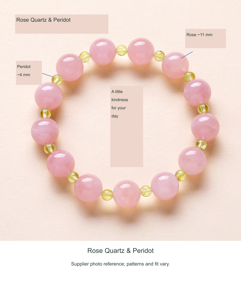 Actual Rose Quartz & Peridot Style reference photograph, English SKU-priority labels; source photo size ranges stated separately