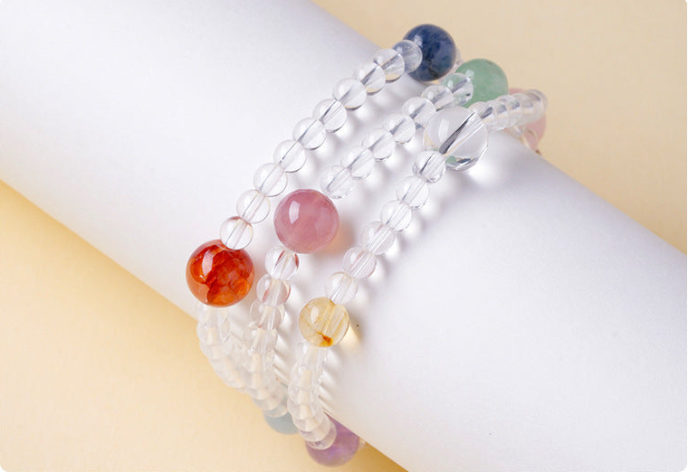 Clear quartz multi-wrap bracelet actual detail photograph