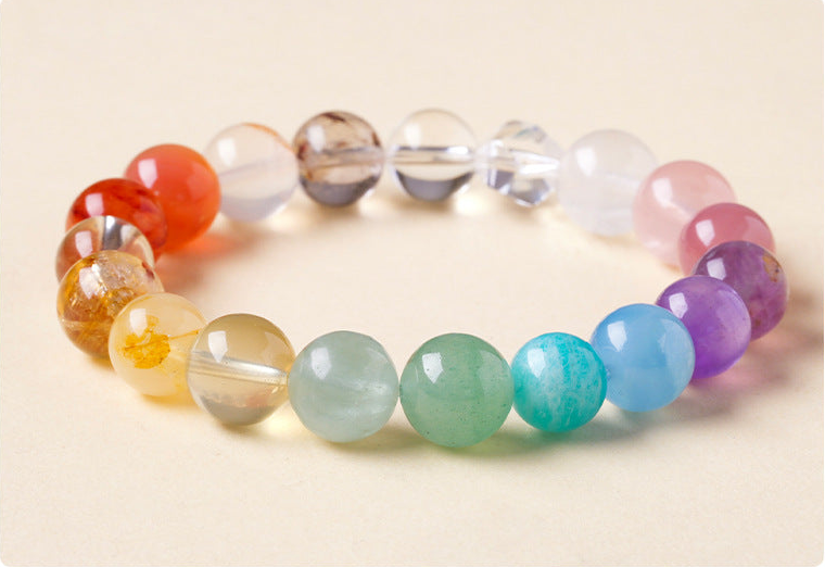 Faceted clear quartz mixed-stone bracelet actual detail photograph