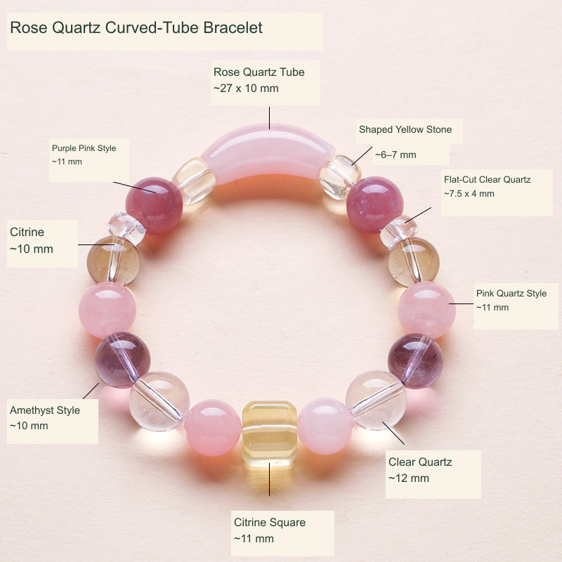 Rose Quartz Curved-Tube Mixed Bead Bracelet original product photo translated supplier stone labels