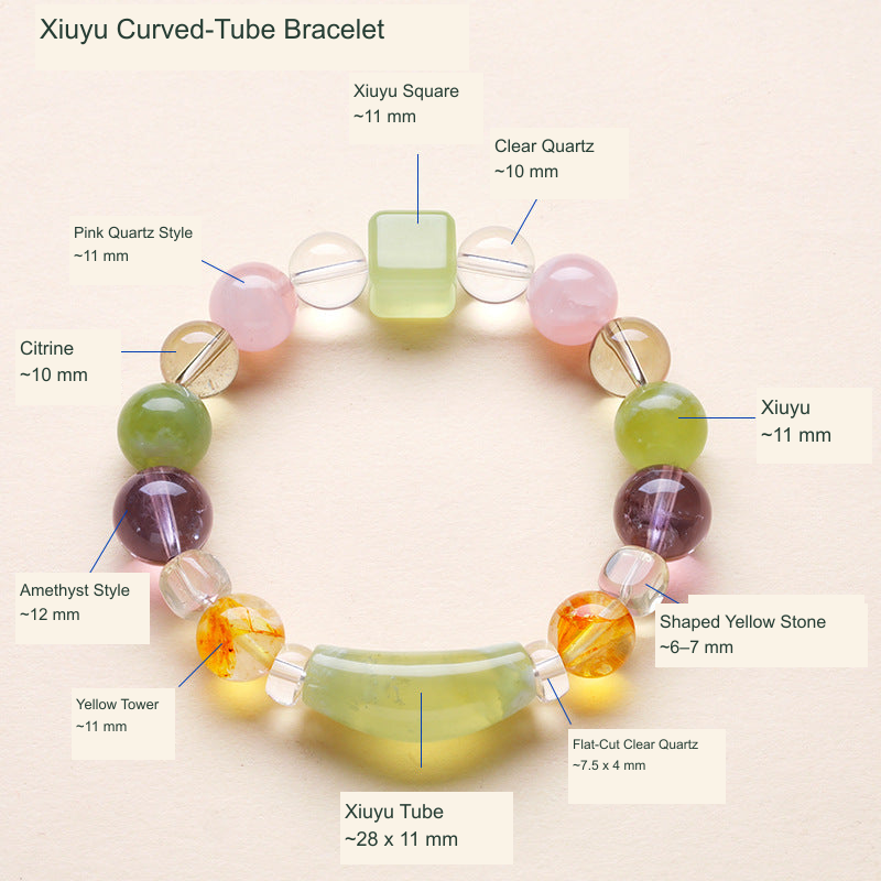 Xiuyu Curved-Tube Mixed Bead Bracelet original product photo translated supplier stone labels