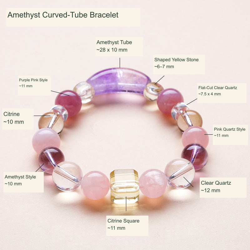 Amethyst Curved-Tube Mixed Bead Bracelet original product photo translated supplier stone labels