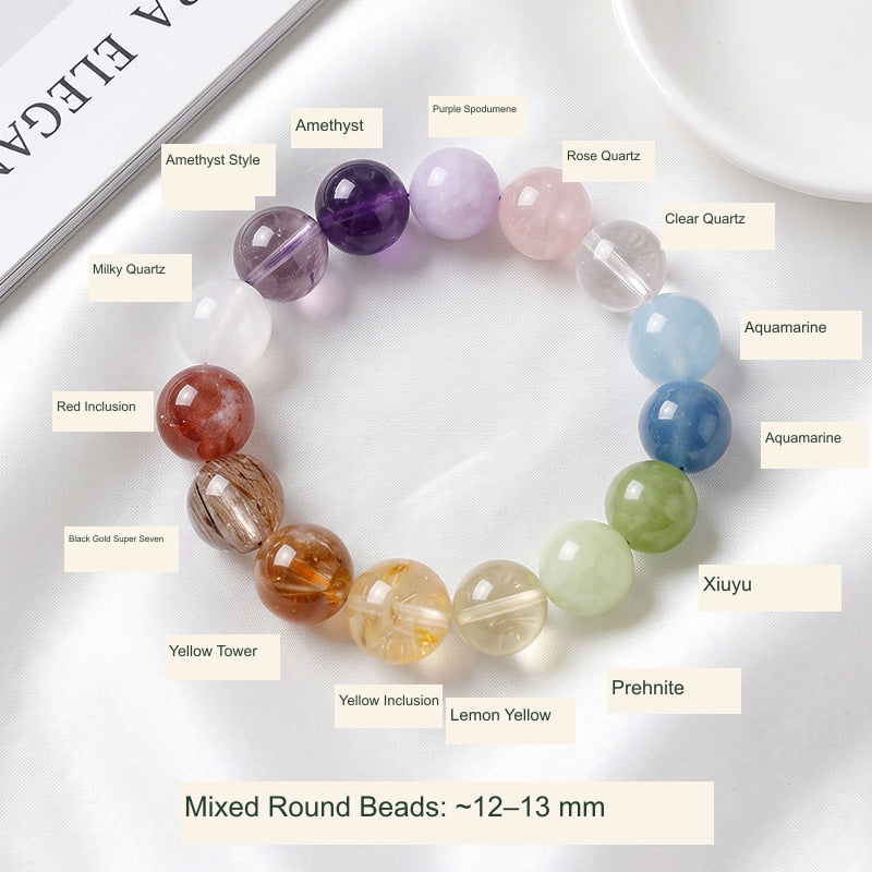 Mixed Round-Bead Bracelet · ~12–13 mm original product photo translated supplier stone labels