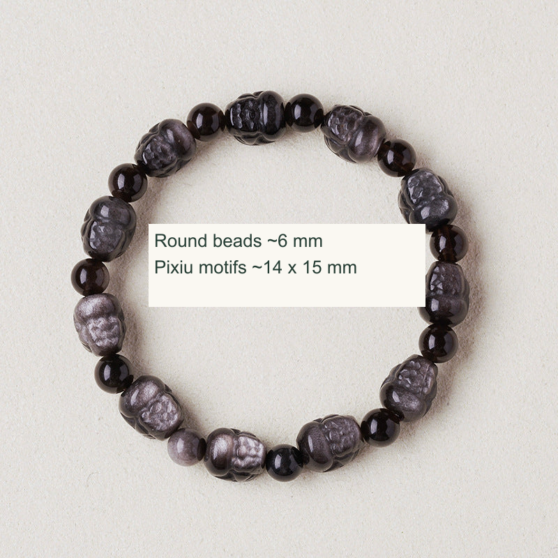 Original obsidian carved bracelet style with English component or dimension labels; actual product preserved