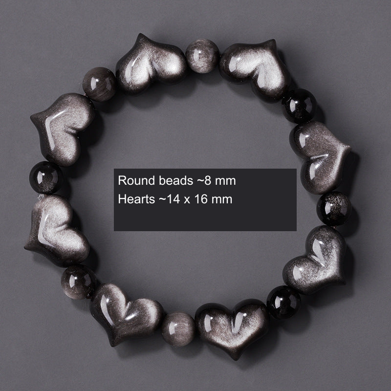 Original obsidian carved bracelet style with English component or dimension labels; actual product preserved