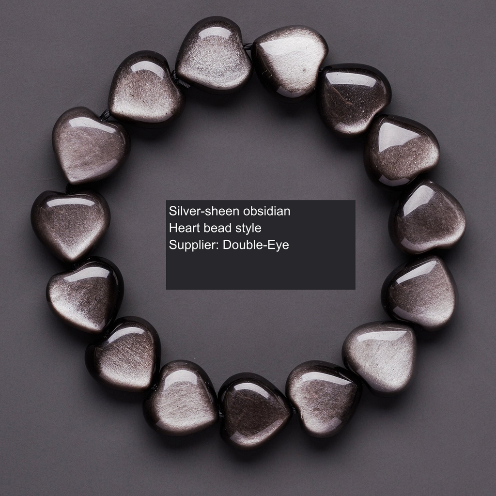 Original obsidian carved bracelet style with English component or dimension labels; actual product preserved