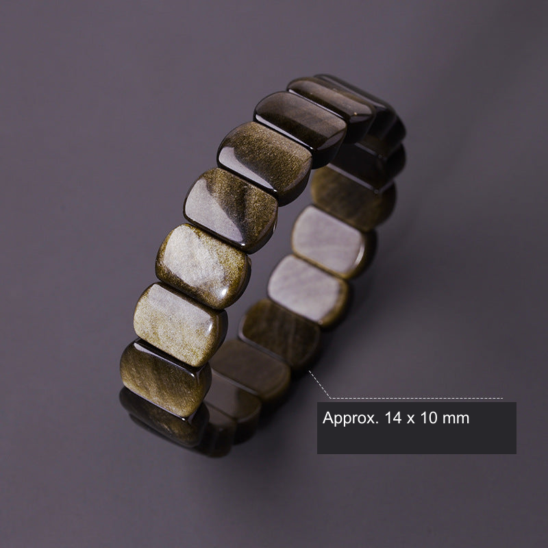 Original obsidian carved bracelet style with English component or dimension labels; actual product preserved