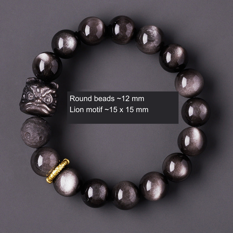 Original obsidian carved bracelet style with English component or dimension labels; actual product preserved