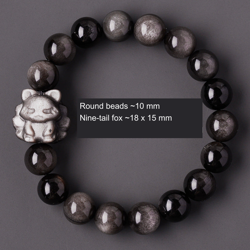 Original obsidian carved bracelet style with English component or dimension labels; actual product preserved