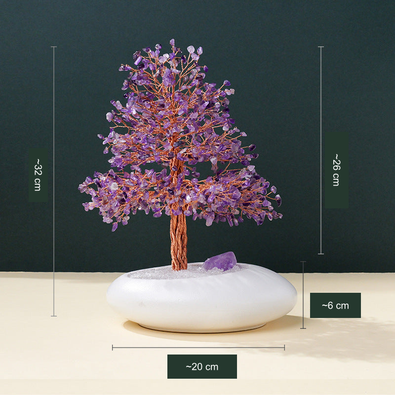 Original Amethyst SKU tree photo; approximate dimension labels translated into English without changing product information.