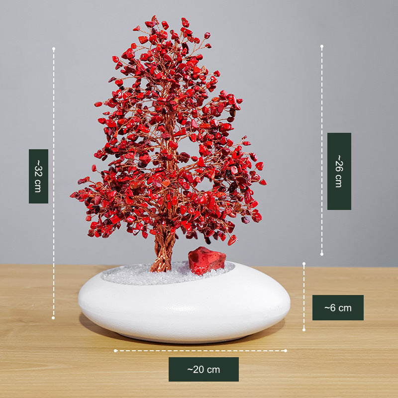 Original Red Jade SKU tree photo; approximate dimension labels translated into English without changing product information.