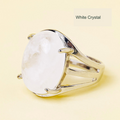 White Crystal oval ring, unchanged original product photograph with English material label