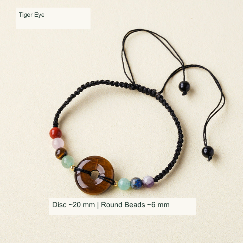 Original adjustable bracelet photograph with English supplier style and dimensions; beads and cord unchanged