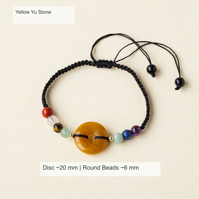 Original adjustable bracelet photograph with English supplier style and dimensions; beads and cord unchanged