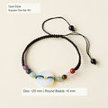 Original adjustable bracelet photograph with English supplier style and dimensions; beads and cord unchanged