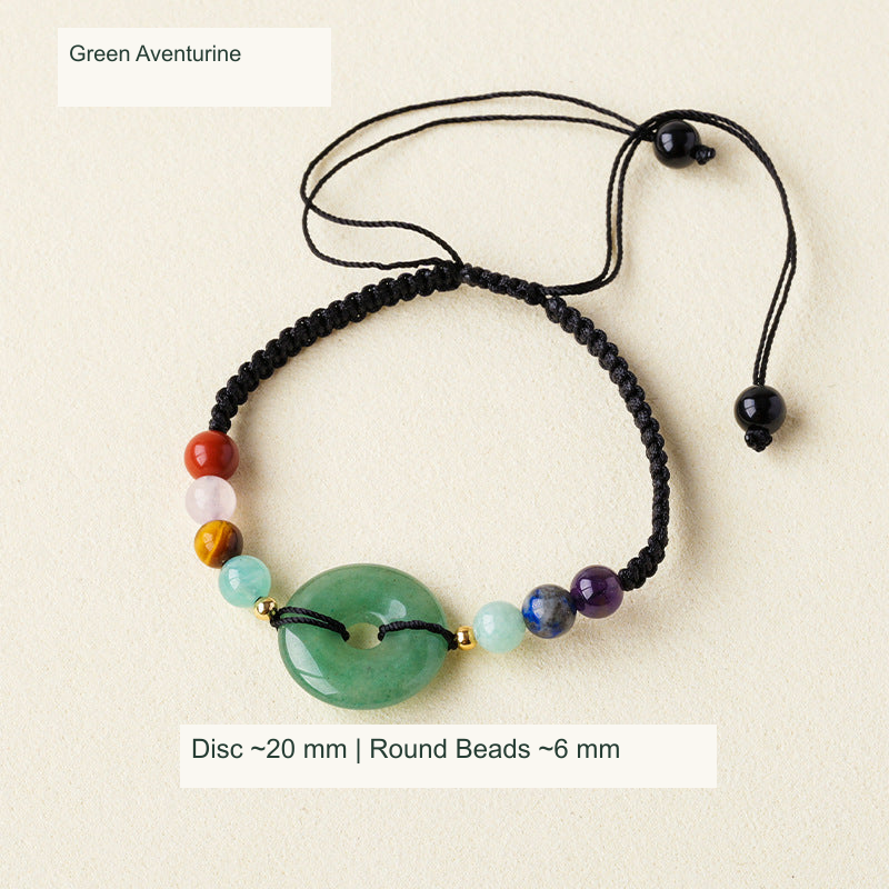 Original adjustable bracelet photograph with English supplier style and dimensions; beads and cord unchanged