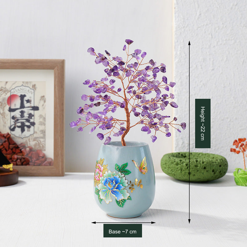 Peony ceramic vase tree with fully English height22cm and base7cm labels