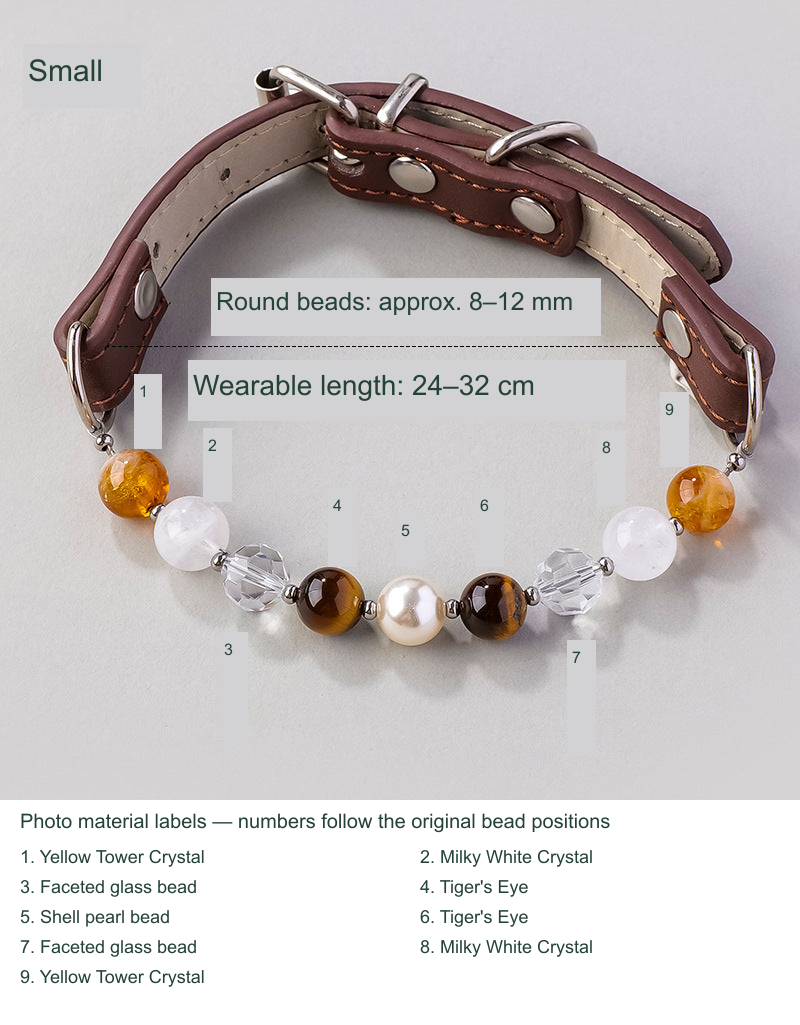 Selected SKU actual collar or owner bracelet photograph with equivalent English size and material labels