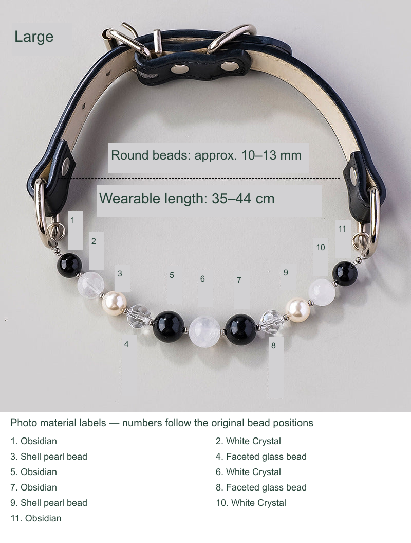 Selected SKU actual collar or owner bracelet photograph with equivalent English size and material labels