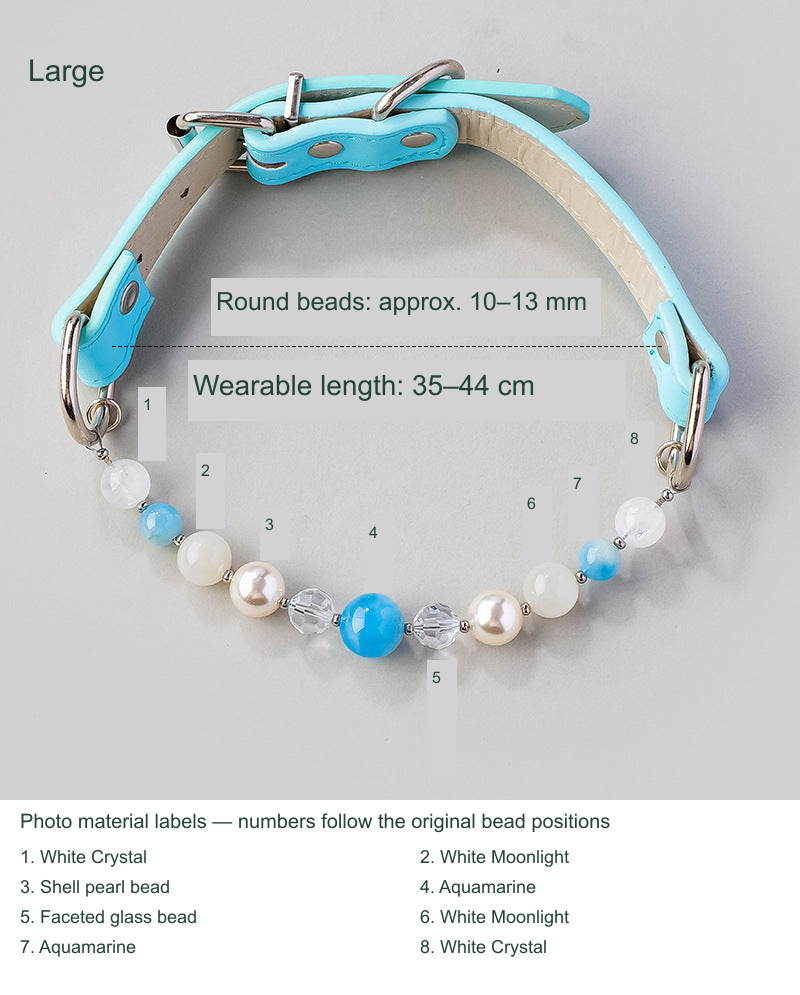 Selected SKU actual collar or owner bracelet photograph with equivalent English size and material labels