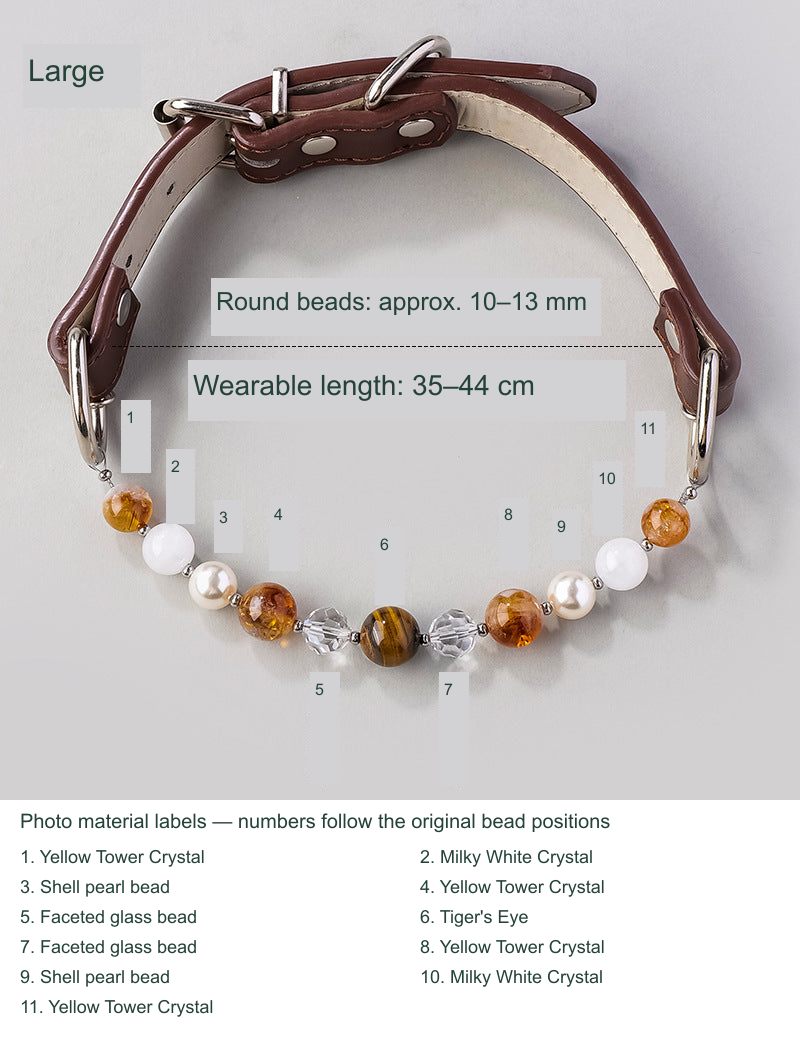 Selected SKU actual collar or owner bracelet photograph with equivalent English size and material labels