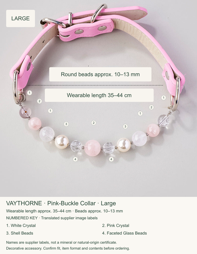 Original pet collar option 13, English sizing and numbered translations of original material labels.