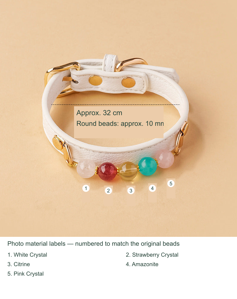 Rainbow decorative collar XS actual SKU photograph; English photo-label legend