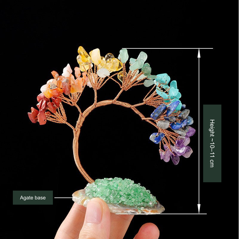 Original phoenix-canopy tree photo; advertising heading removed or printed labels translated, with chips, base, configuration and dimension information unchanged.