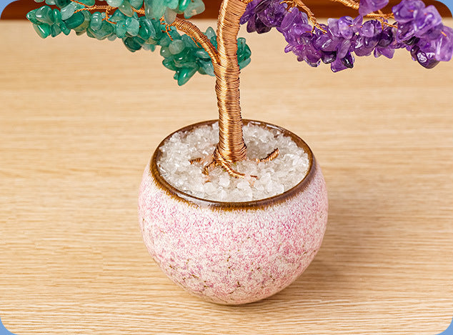 Multicolor chip tree in a pink bowl — actual base detail