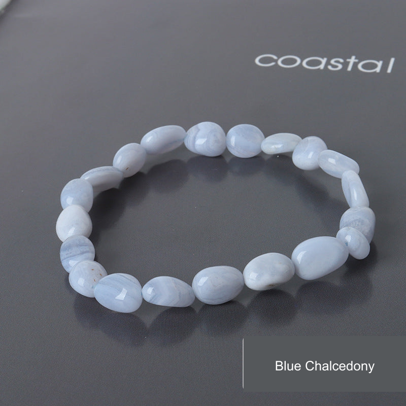 Rice-shaped bracelet — Blue Chalcedony, supplier-described stone