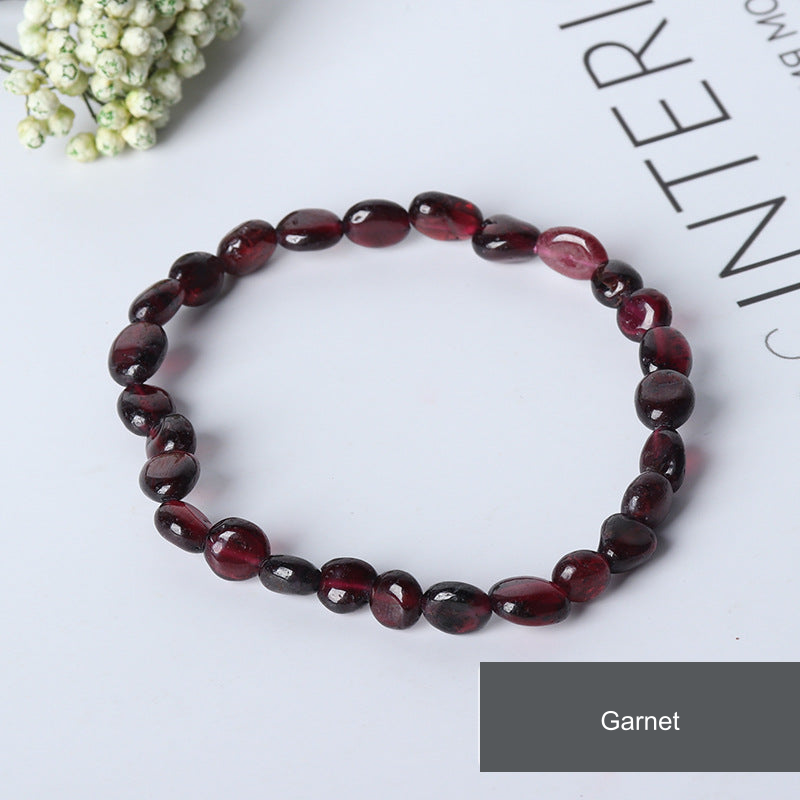 Rice-shaped bracelet — Garnet, supplier-described stone
