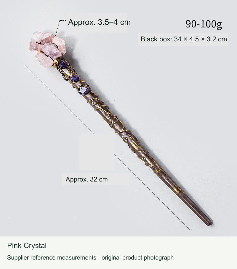 Pink Crystal decorative wand, original photo with English reference dimensions