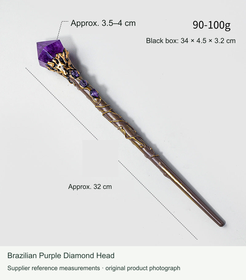 Brazilian Purple Diamond Head decorative wand, original photo with English reference dimensions