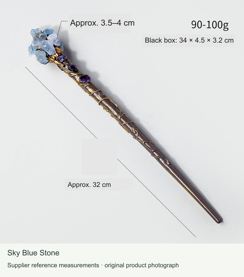 Sky Blue Stone decorative wand, original photo with English reference dimensions