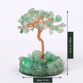 Original selected SKU stone-accent tree photo; approximate height and 6 cm base-width labels translated without changing the photographed stones, colors, trunk or base.