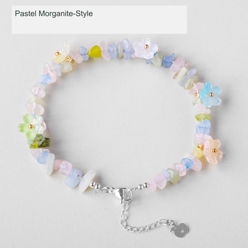 Original crystal-chip bracelet with decorative flower accents; physical product photograph preserved