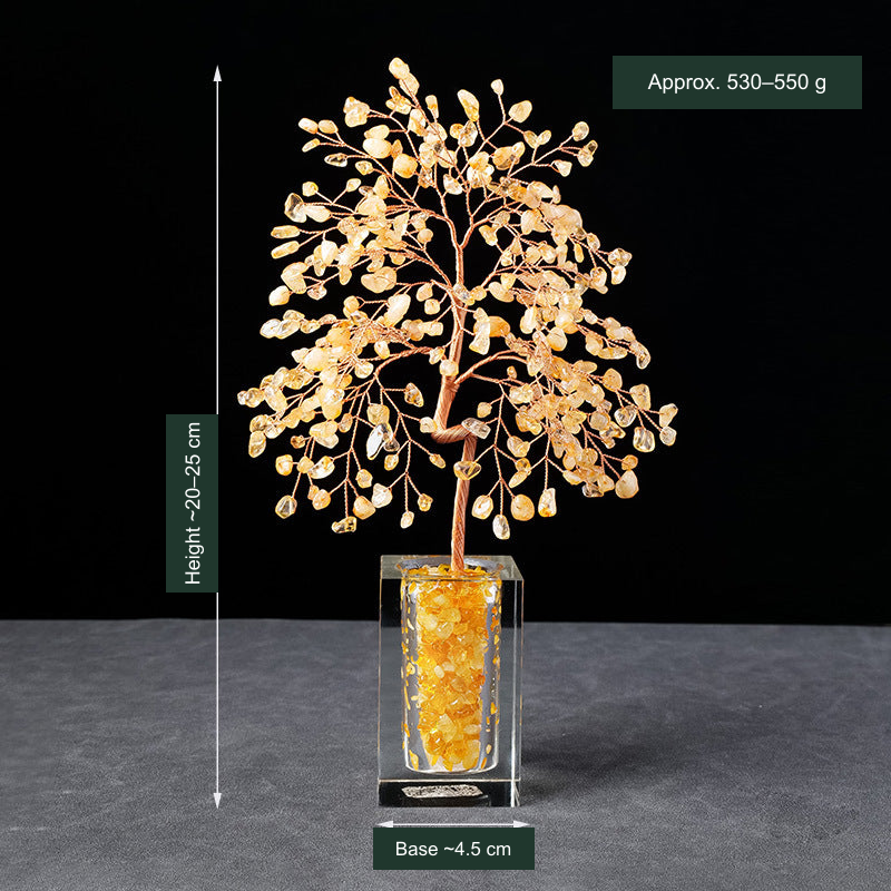 Tall glass-base crystal tree — English dimensions and supplier weight
