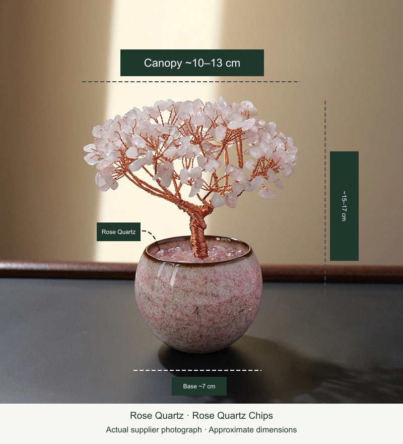 Rose Quartz Canopy · Rose Quartz Chips — English supplier dimensions