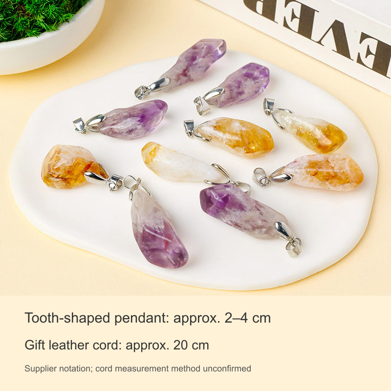 Original tooth-shaped pendant photograph; product unchanged