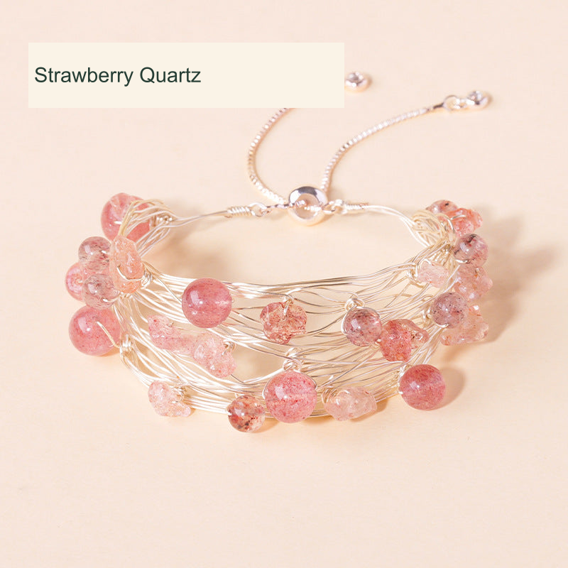 Strawberry Quartz Bead & Chip Bangle · ~4–12 mm original product photograph English supplier labels