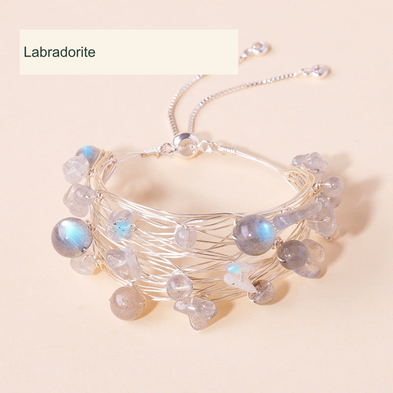 Labradorite Bead & Chip Bangle · ~4–12 mm original product photograph English supplier labels