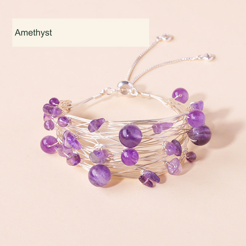 Amethyst Bead & Chip Bangle · ~4–12 mm original product photograph English supplier labels